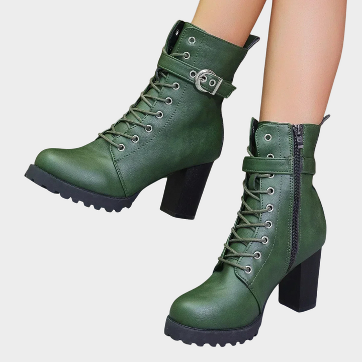 Flared Heel Combat Boots | Valenira