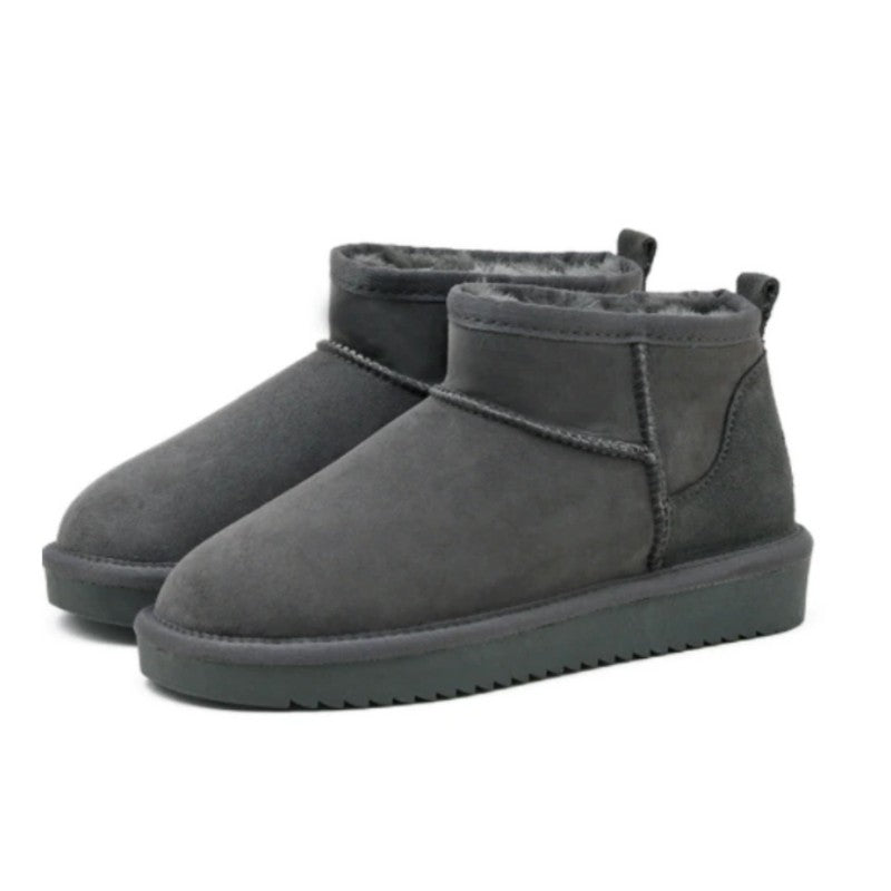 Fleece Lined Ankle Boots in Gray | Valenira