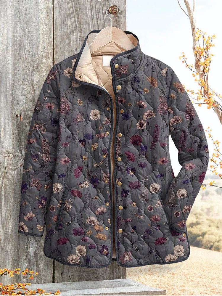 Floral Quilted Longline Jacket in Multicolor | Valenira