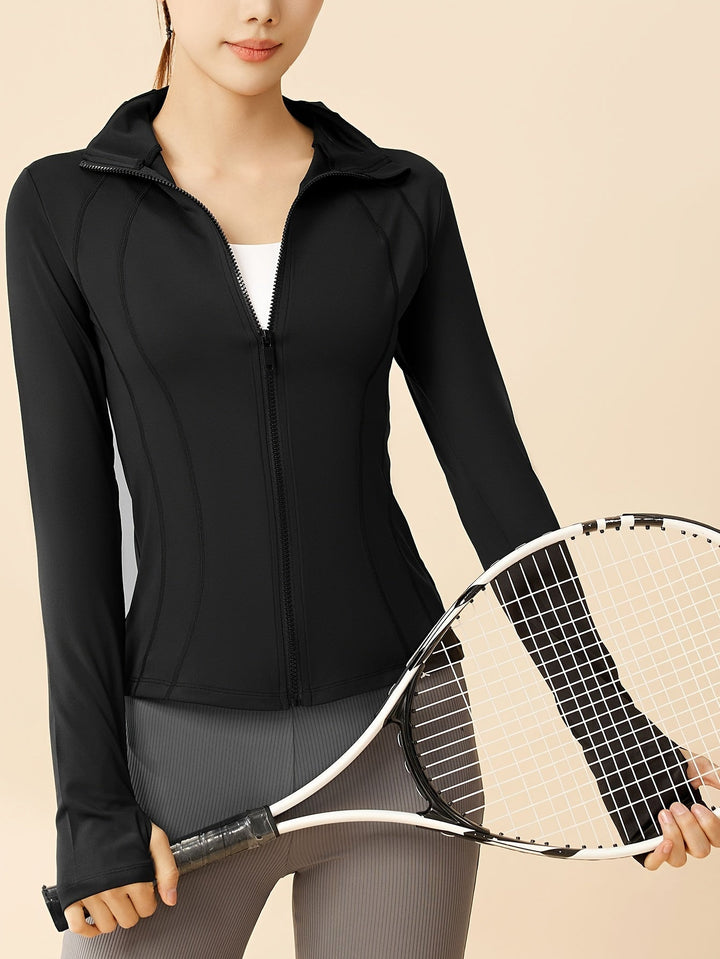 Fold Collar Sports Jacket in Gray | Valenira