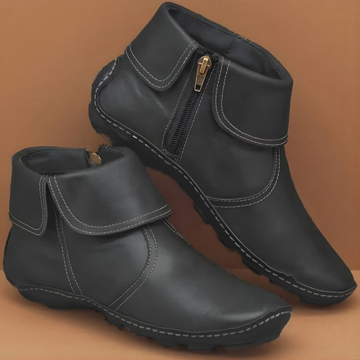Fold Cuff Ankle Boots in Black | Valenira