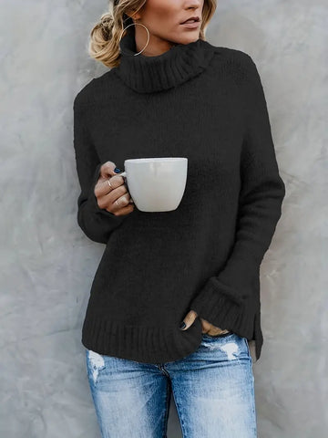 Folded Cuff Turtleneck Sweater