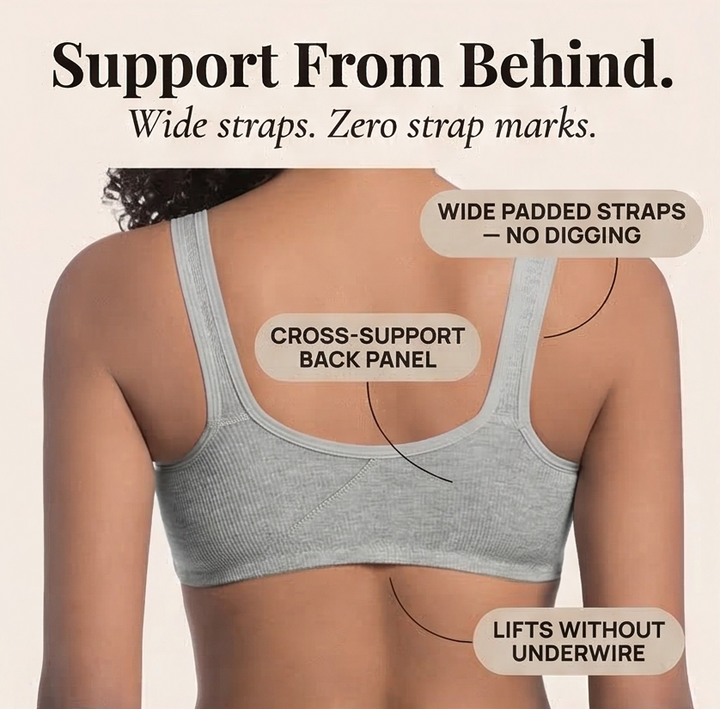 Front-Close Ribbed Cotton-Lined Bra