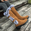 Fur Cuff Knee Boots in Tan | Valenira