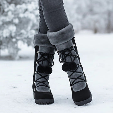 Fur Cuff Lace Boots