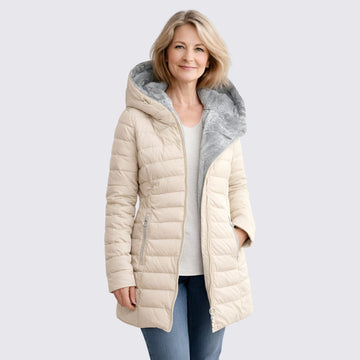 Fur Trim Hood Fitted Quilted Jacket