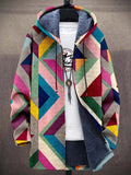 Geometric Patchwork Hooded Jacket in Ivory | Valenira