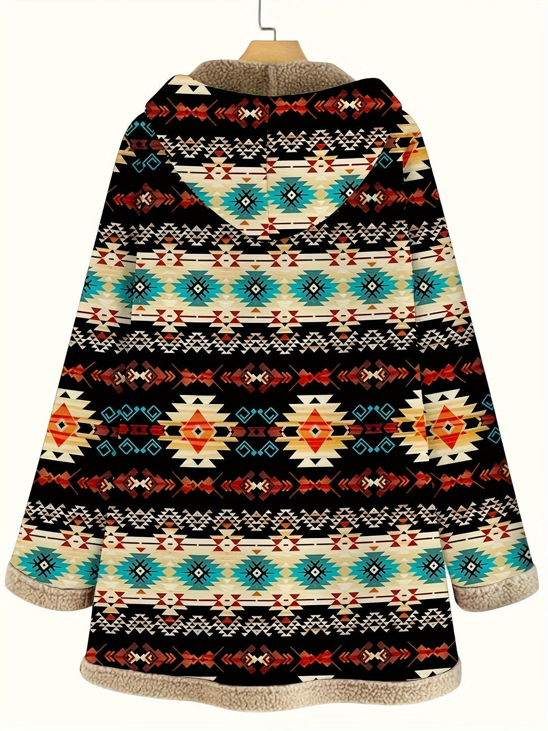 Geometric Print Hooded Coat | Valenira