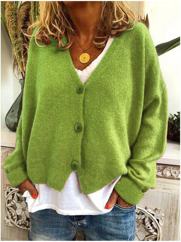 V Neck Button Front Cardigan