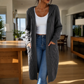 Hooded Longline Cable Knit Cardigan
