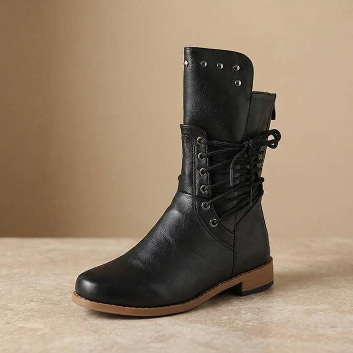 Wool Lined Studded Lace Up Boots