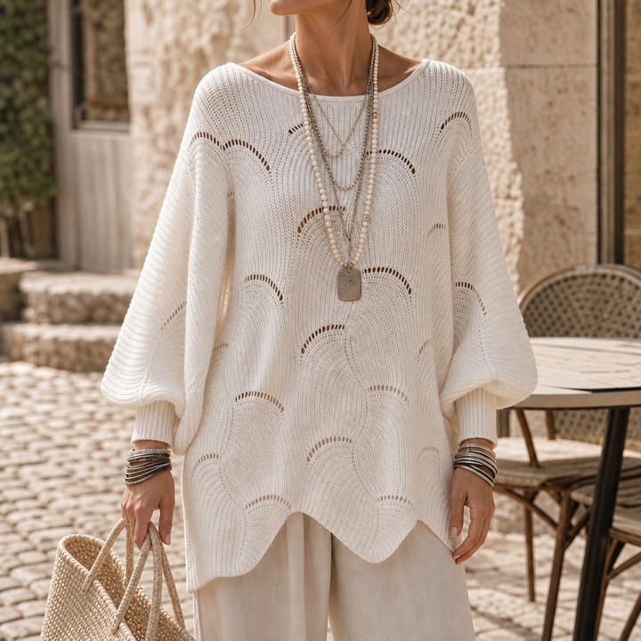 Wave Openwork Batwing Sweater