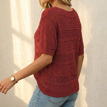 Multi Texture Openwork Knit Top