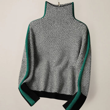 Herringbone Funnel Neck Sweater