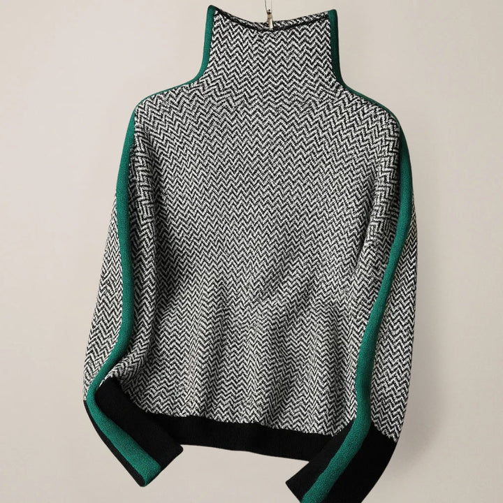 Herringbone Funnel Neck Sweater | Valenira