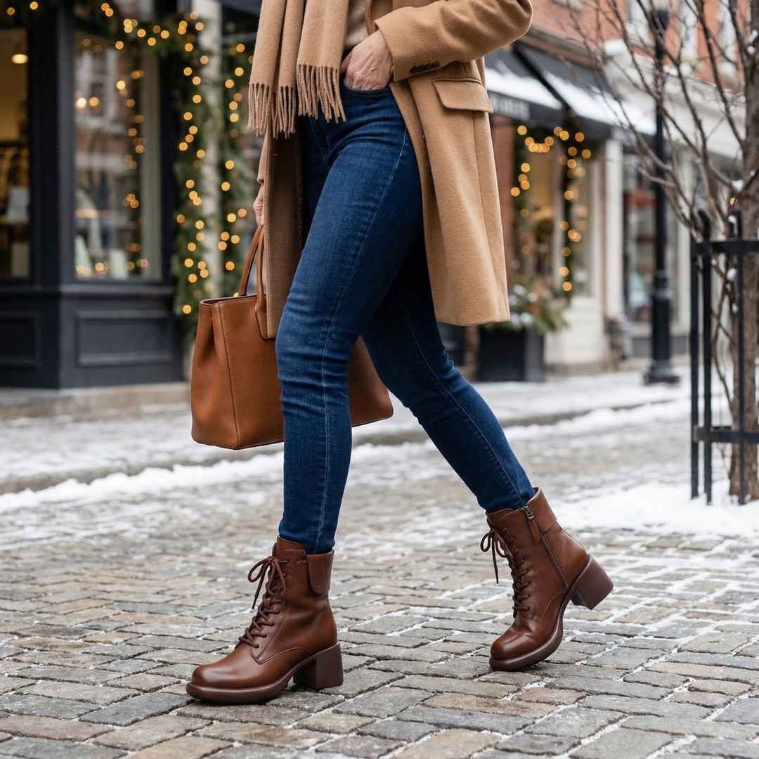 Fleece Lined Vintage Lace Up Ankle Boots