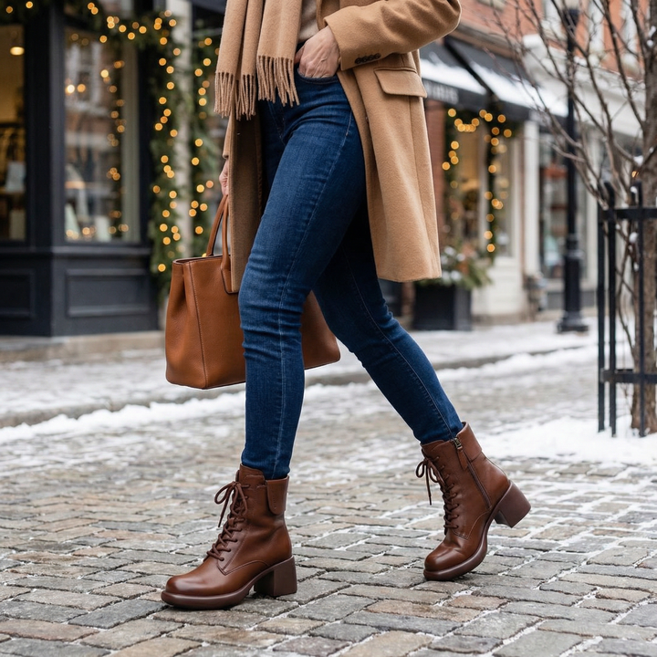 Fleece Lined Vintage Lace Up Ankle Boots