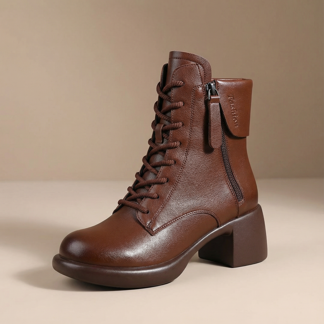 Fleece Lined Vintage Lace Up Ankle Boots