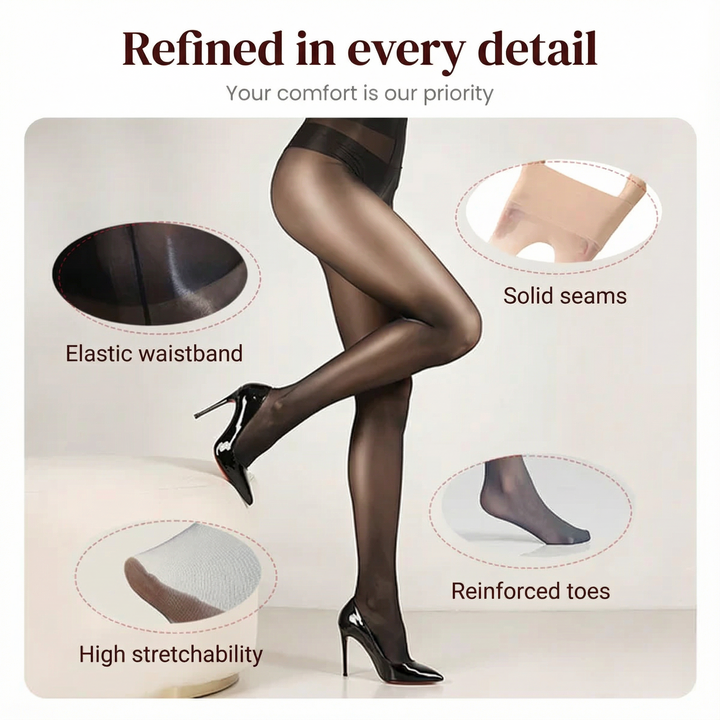 High-Waist Glossy Pantyhose