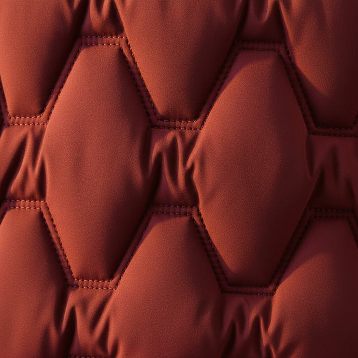 Close up of the honeycomb quilting stitched across the coat panel