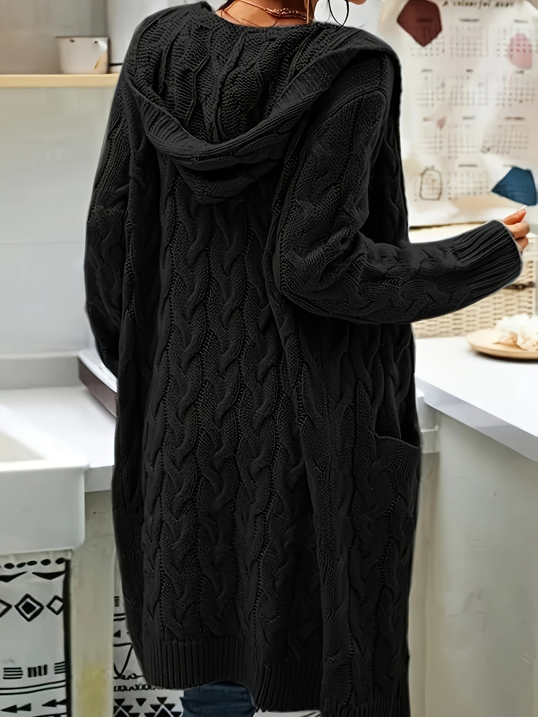 Hooded Cable Knit Cardigan | Valenira