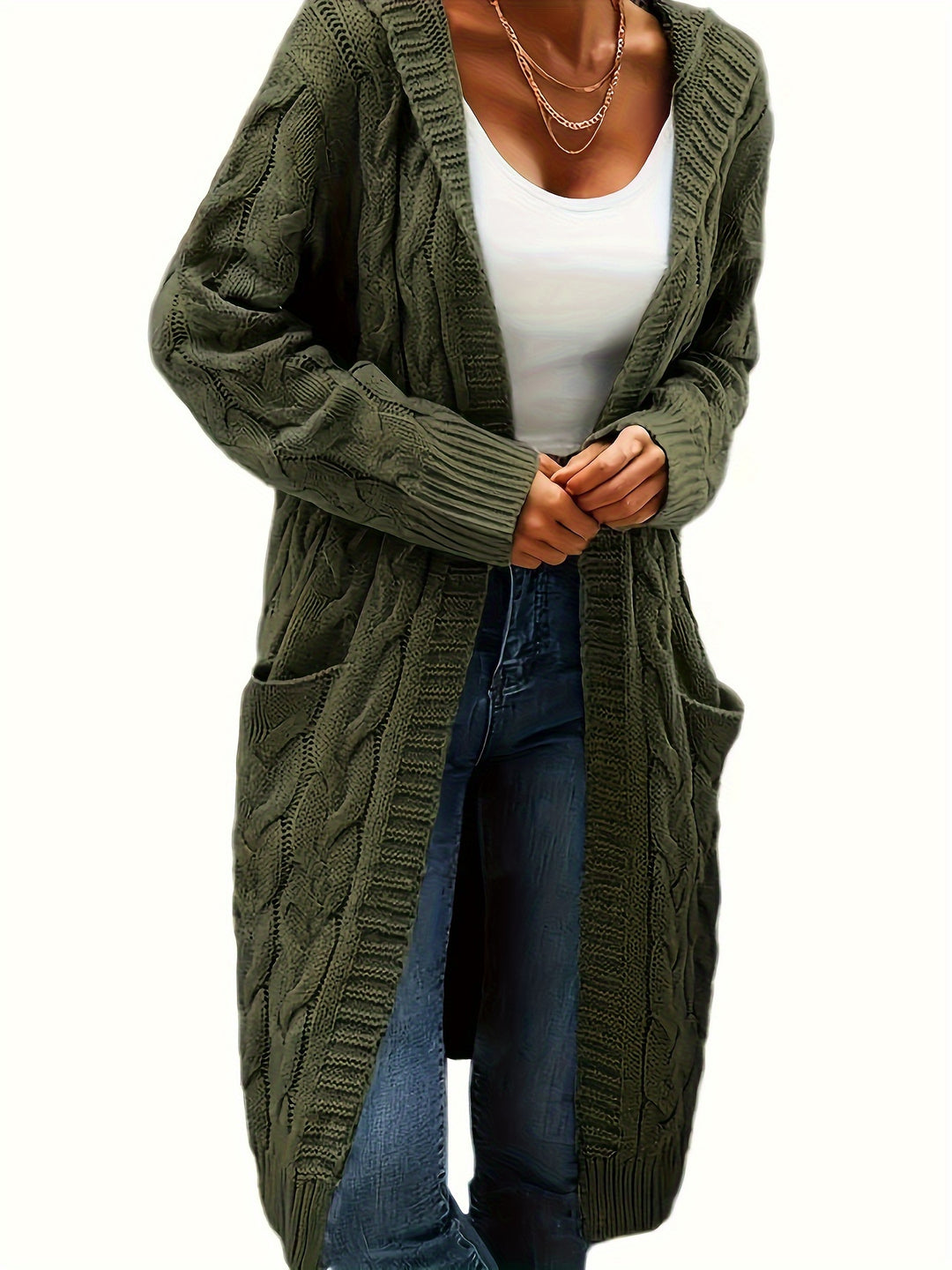 Hooded Cable Knit Cardigan | Valenira