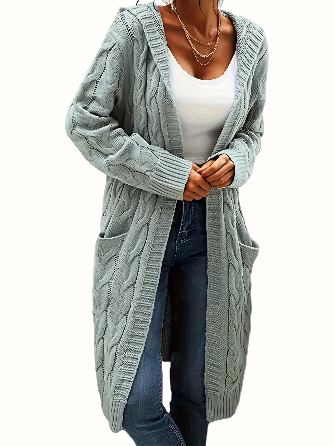 Hooded Cable Knit Cardigan | Valenira