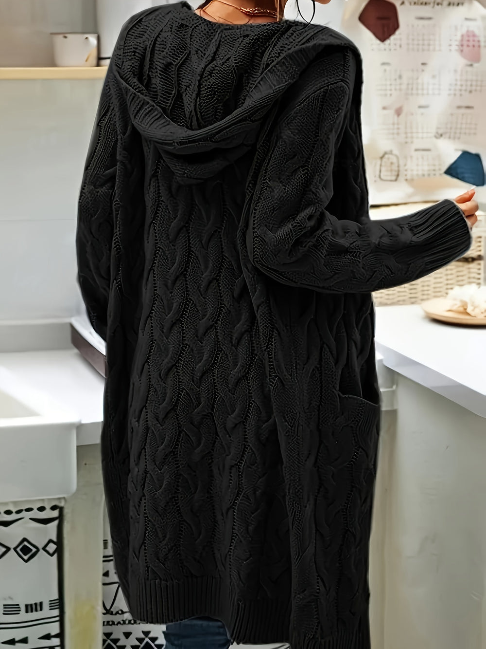 Hooded Cable Knit Cardigan | Valenira