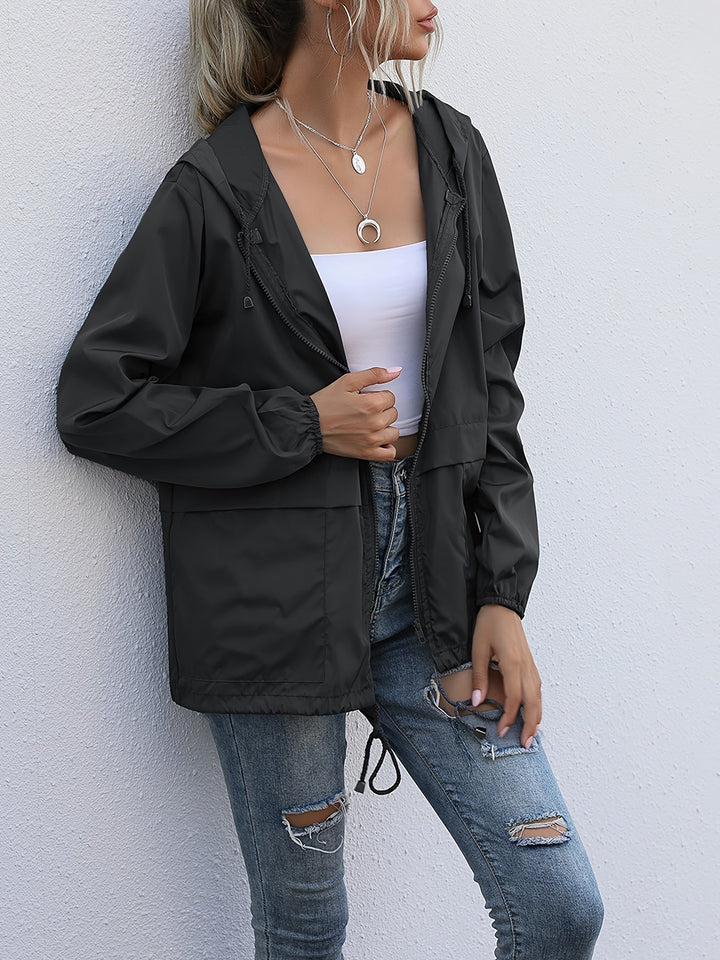 Hooded Drawcord Windbreaker | Valenira