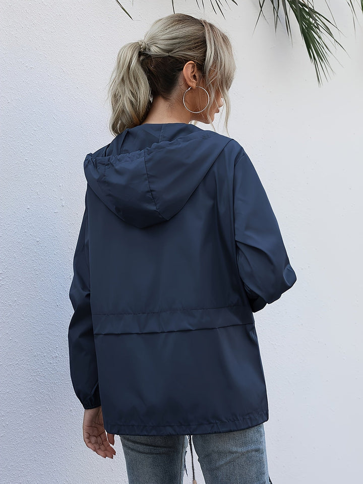 Hooded Drawcord Windbreaker | Valenira