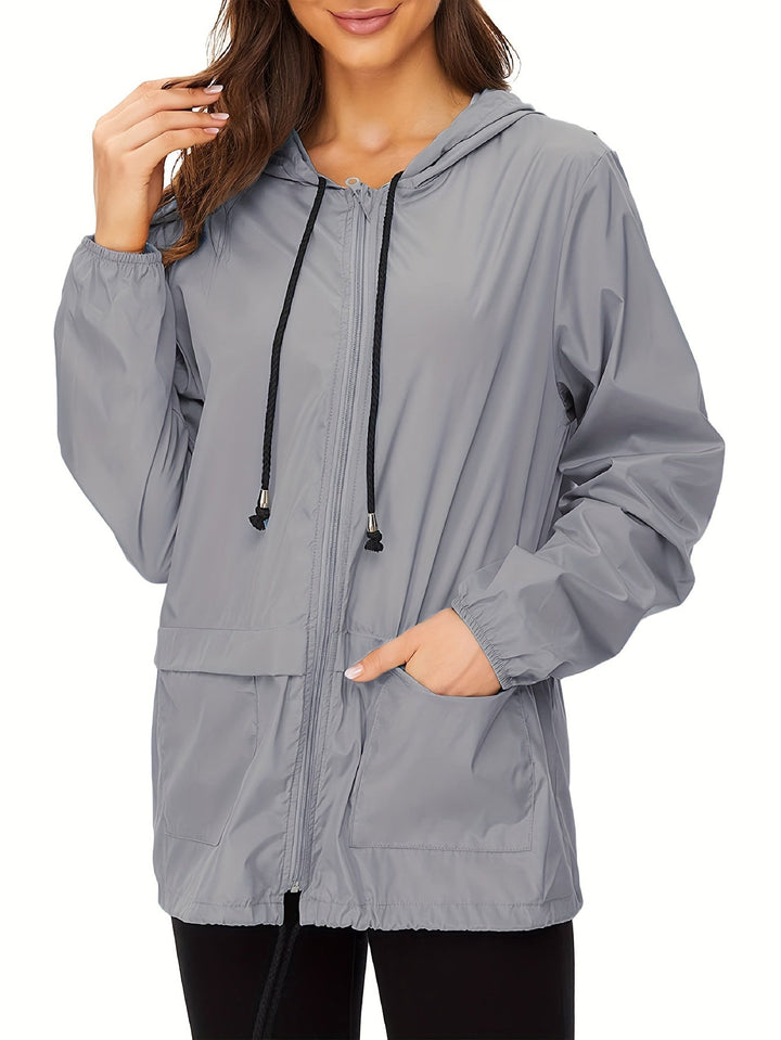 Hooded Drawcord Windbreaker | Valenira