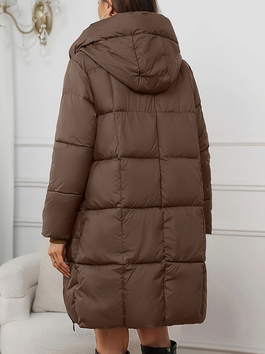 Hooded Longline Puffer Coat | Valenira