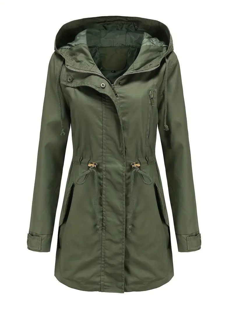 Long Hooded Drawstring Parka | Valenira