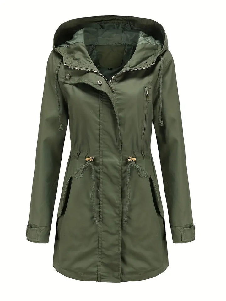Long Hooded Drawstring Parka | Valenira