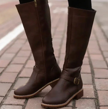 Knee High Buckle Strap Riding Boots