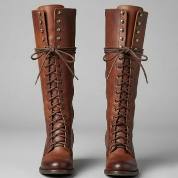 Lace Up Knee High Combat Boots
