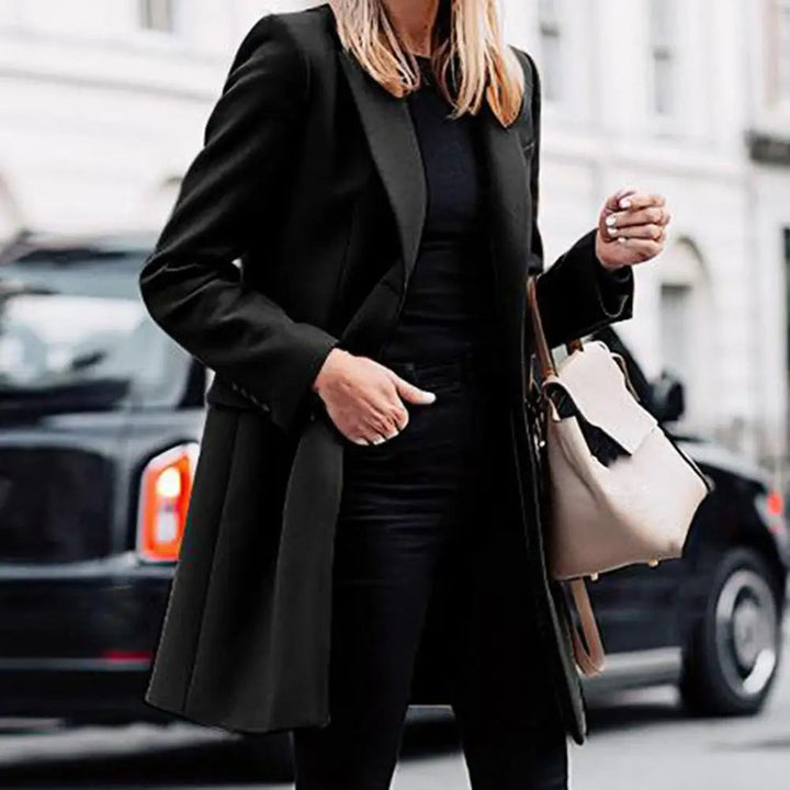 Knee-Length Notch Lapel Coat | Valenira