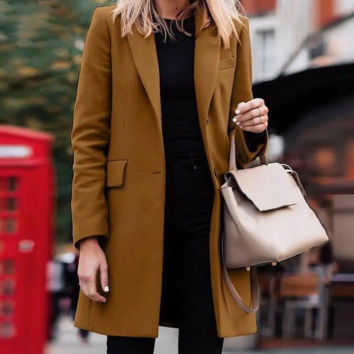 Knee-Length Notch Lapel Coat | Valenira