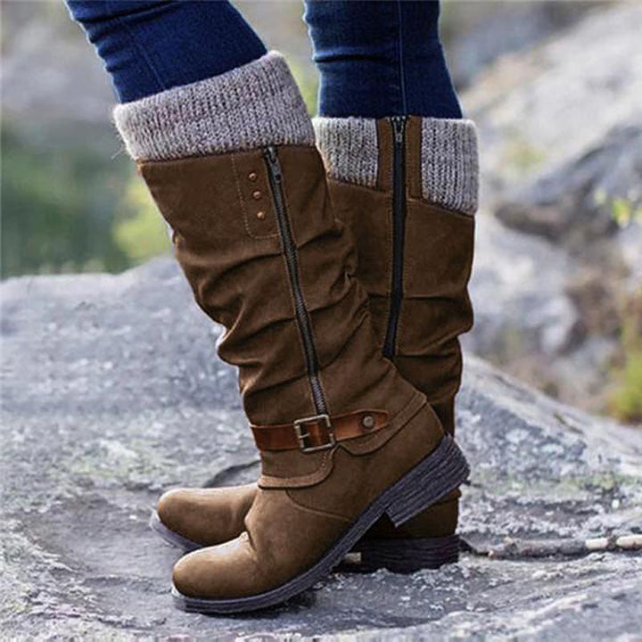 Knit Cuff Slouch Boots | Valenira