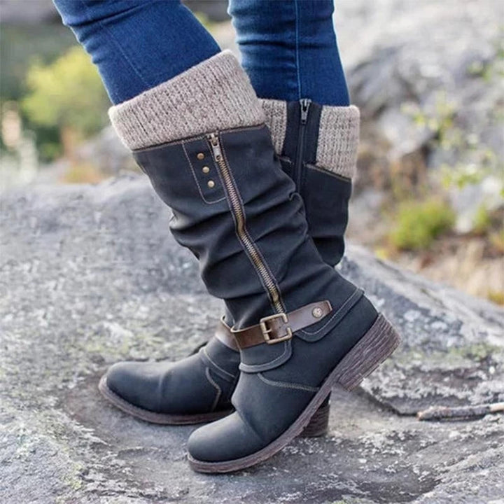 Knit Cuff Slouch Boots | Valenira