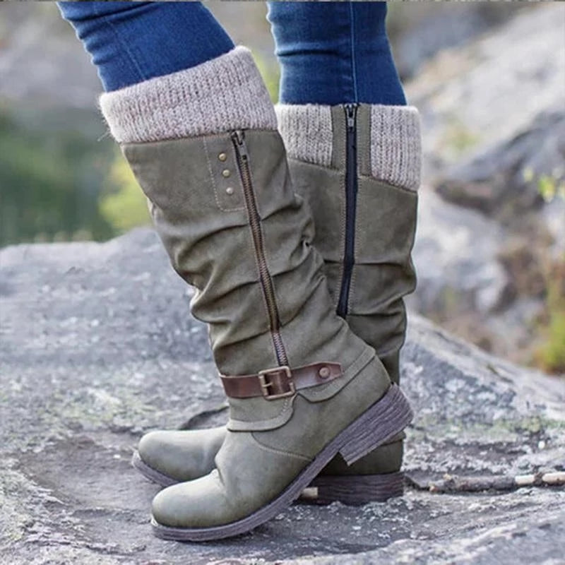 Knit Cuff Slouch Boots | Valenira