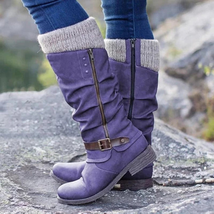 Knit Cuff Slouch Boots | Valenira