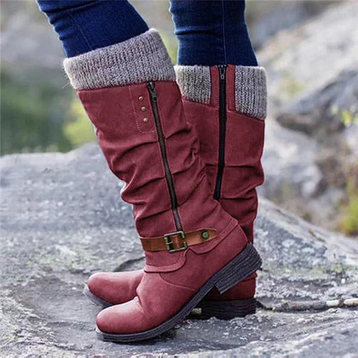 Knit Cuff Slouch Boots | Valenira