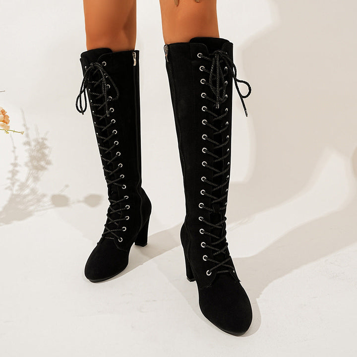 Lace Front Knee Boots | Valenira