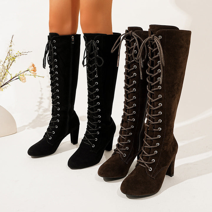Lace Front Knee Boots | Valenira