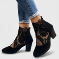 Lace Panel Ankle Boots in Camel | Valenira