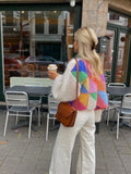 Lantern Sleeve Knit Cardigan in Purple | Valenira