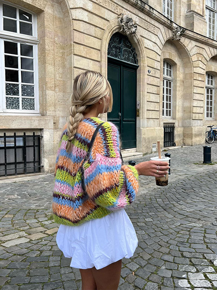 Lantern Sleeve Knit Cardigan | Valenira
