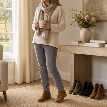 Faux Shearling Lined Suede Ankle Boots