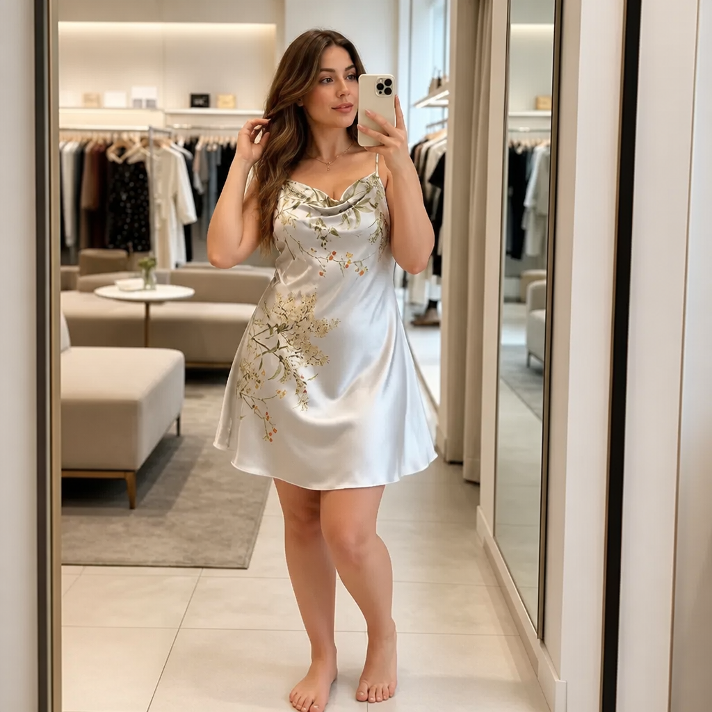 Cowl Neck Satin Slip Dress